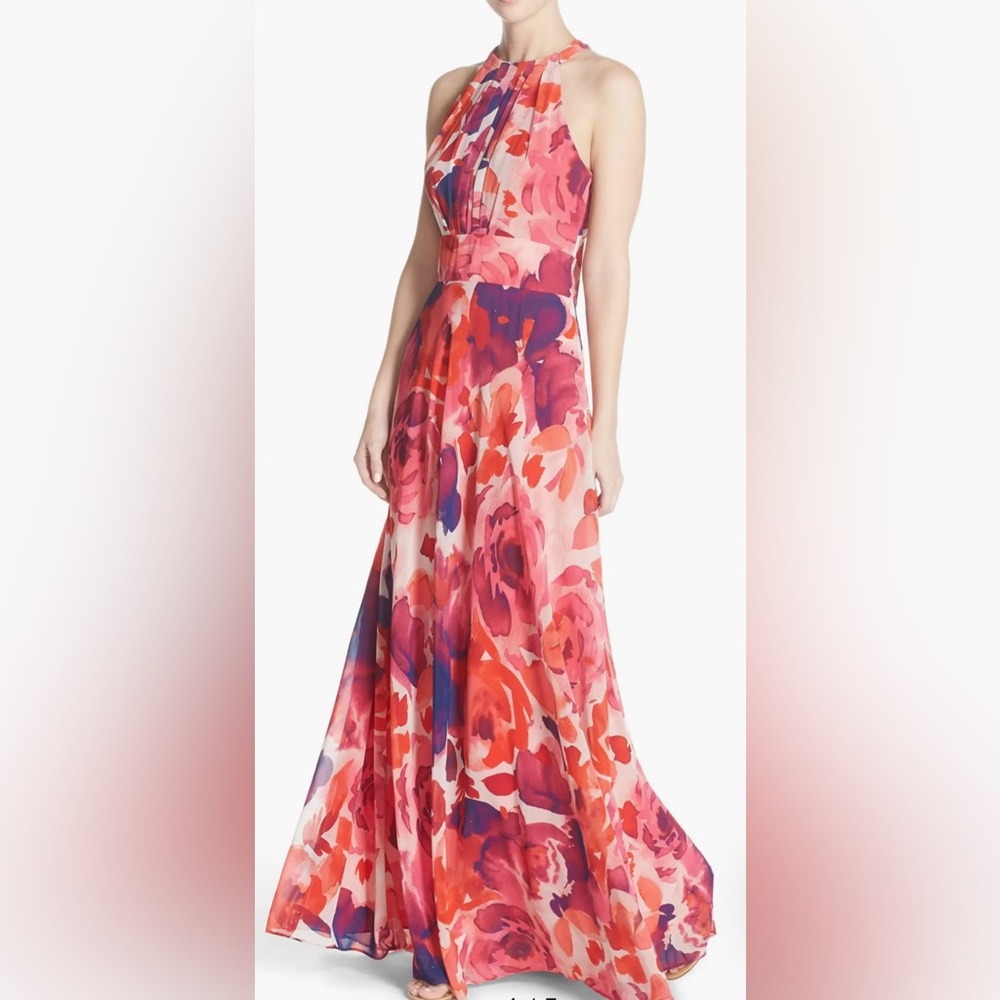 Eliza J Floral Print Halter Maxi Dress